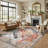 Oriental Tiger Print with Floral Machine Washable Area Rug-116465963