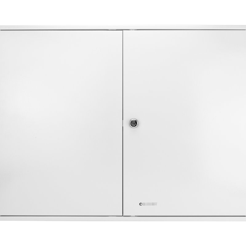 Armoire sécurisée avec serrure à clé et étiquettes de rangement verrouillables en acier blanc