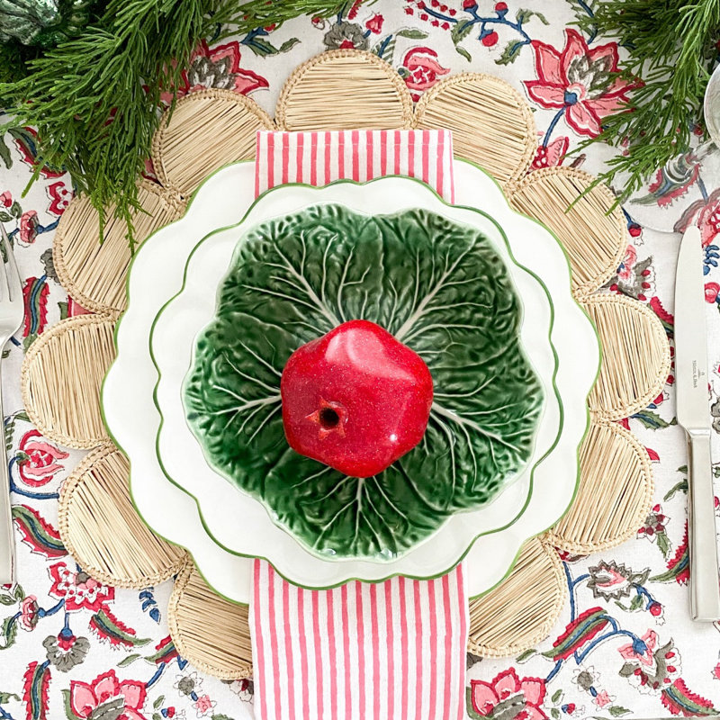 Pink Striped Napkins - Block printed, White/Pink