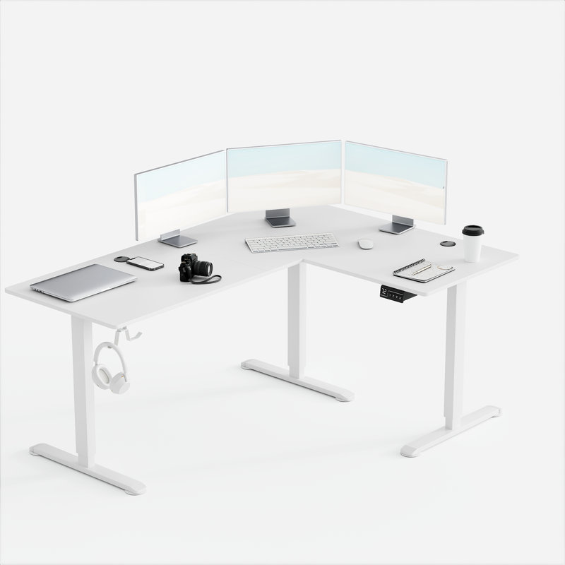 Bureau pour travailler debout en L 63 po, H 45,7 po x l 63 po x P 48 po, Blanc