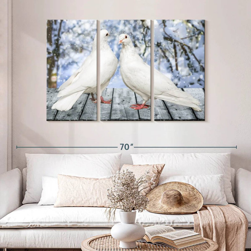 Brampt White Winter Doves, 32" H x 50" W