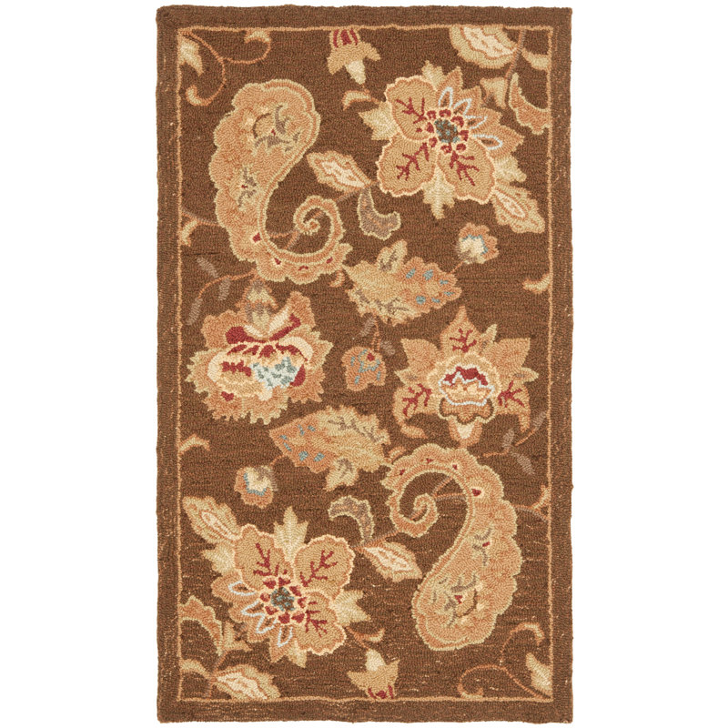 Berkley Hand Hooked Thick Wool Pile Floral Rug, Rectangle 2'9" x 4'9"
