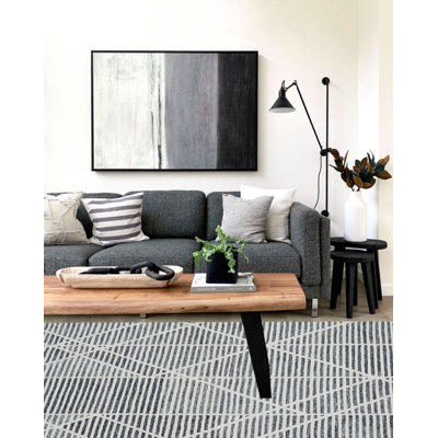 17 Storeys Handmade Charcoal/Ivory Wool Area Rug