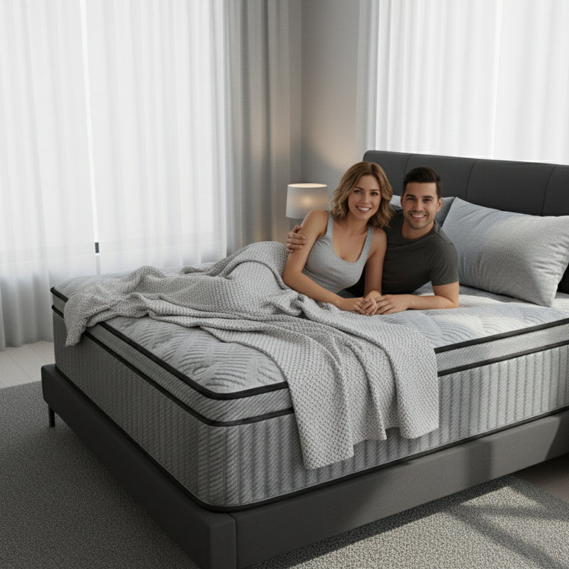 Grand matelas 12 po dans une boîte, hybride mi-ferme, ressorts ensachés individuellement, bord renforcé, 12", Grand lit