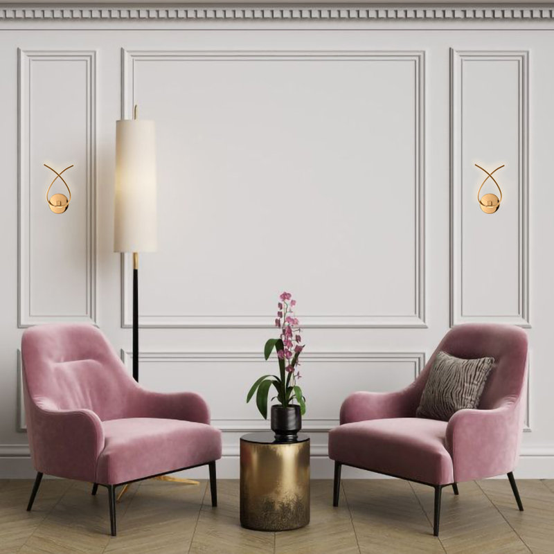 2-Light Gold Wall Sconce With Acrylic Diffusers, Gold