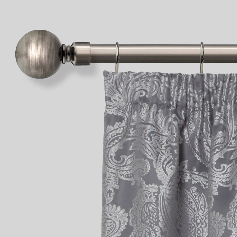 Abe Adjustable 2cm Single Curtain Pole, Black Silk, 1.6 - 3m