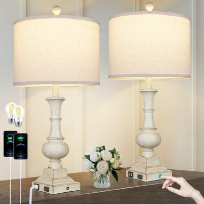 Levis 26" Farmhouse Table Lamps with USB, Type-C & Touch Control