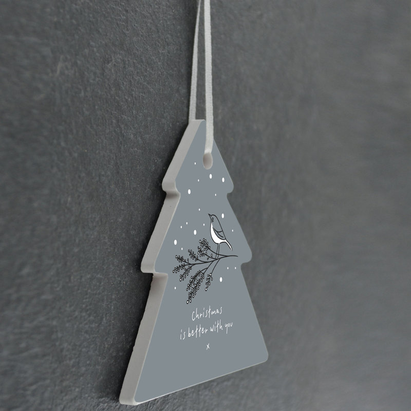 The Seasonal Aisle Robin Better With You Tree Shaped Ceramic Ornament