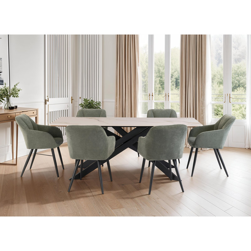 Camille 1.6M Rectangular Dining Table, Black, Kass Gold, H77 x L160 x W90cm