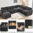 129.13 inch Modular L-Shaped Chenille Sectional Sofa with Pull-Qut Bed-1207793409