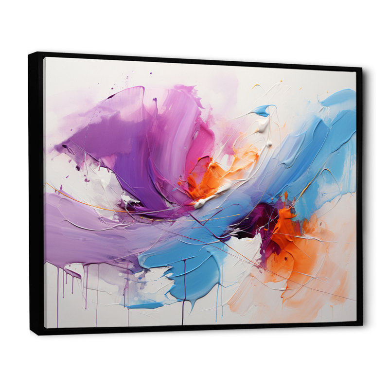 Coups de peinture abstraits de Jakayden, H 30 po x l 40 po x P 1,5 po, Cadre flottant noir
