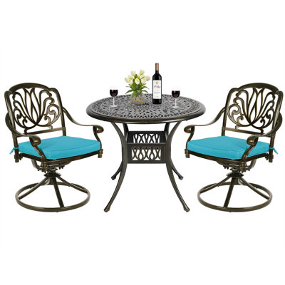 Ensemble bistro rond avec coussins 35,4 po