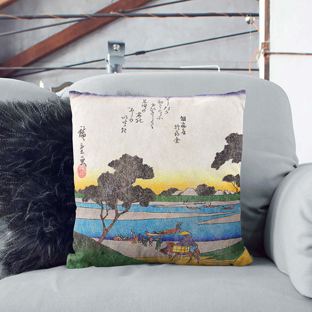 Heading to the River by Utagawa Hiroshige Cushion with Filling