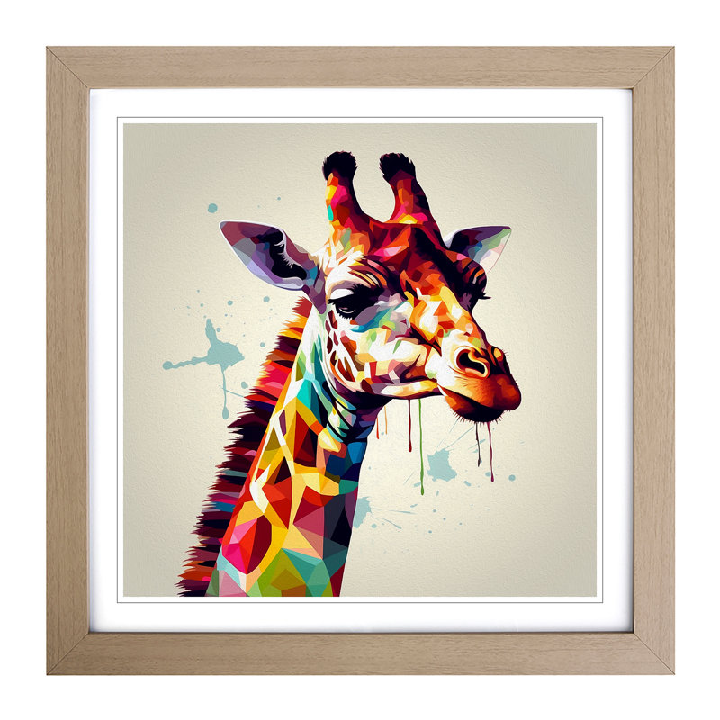 Giraffe - Framed Print, Oak