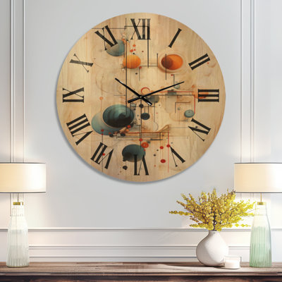 Line Art Conceptual Symbolism – Oversized Abstract Wood Wall Clock