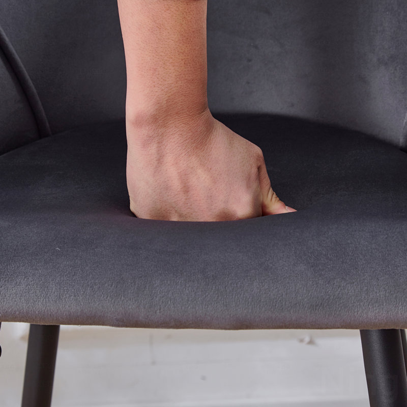 Tabouret d'appoint - hauteur comptoir, ensemble de 2, pieds en métal noir, revêtement en velours pour pub, restaurant, îlot de cuisine (GRIS FONCÉ)