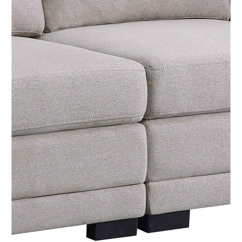 Kristin 121.5" Light Grey Linen Fabric Reversible Sectional Sofa with 2 Ottomans