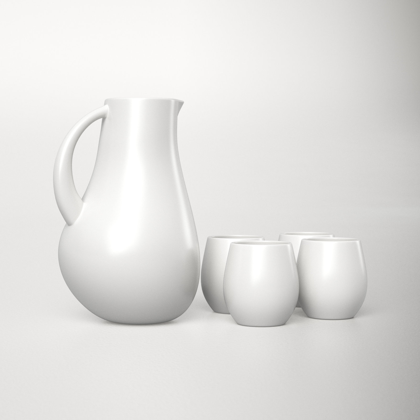 Borgen 5-Piece Goblet and Pitcher Set, Pearl