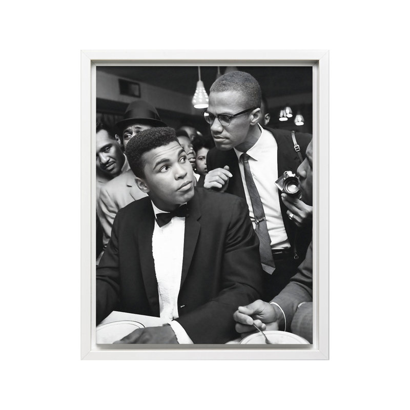 Malcolm X & Ali, Canvas, White Framed, 08"H x 10"W
