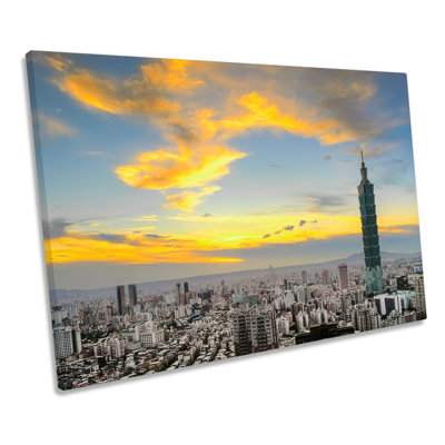 Taipei City Skyline Taiwan - Wrapped Canvas Print