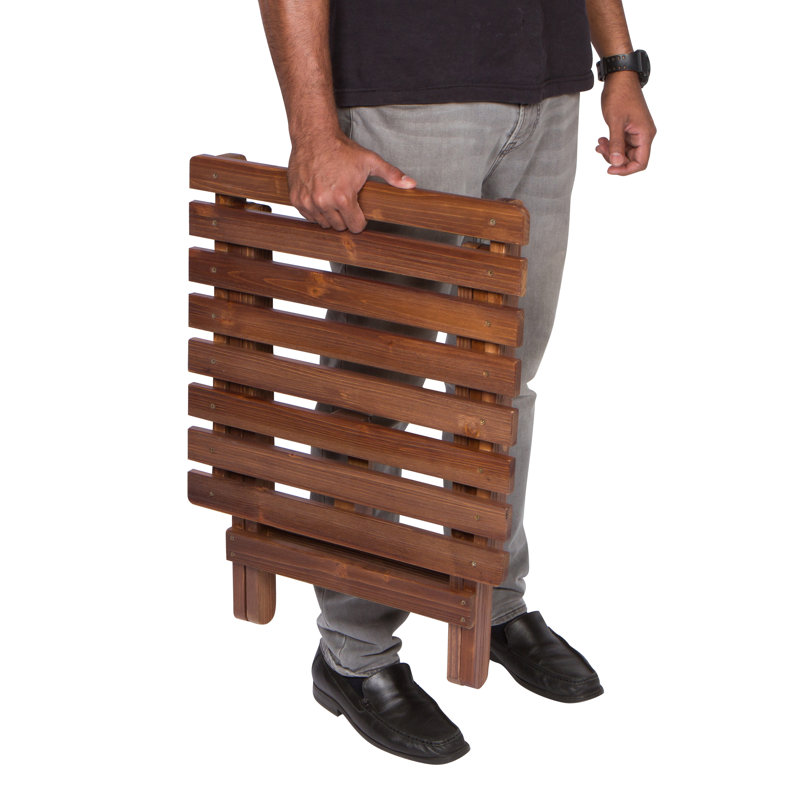 Grandview Assembled Folding Square Outdoor Side Table, Oak