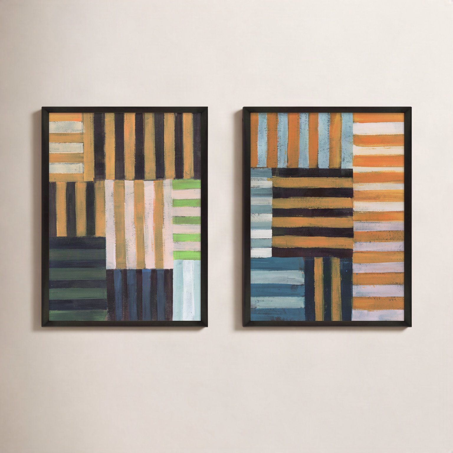 Give-and-Take 2-Piece Print Set, 25" H x 20" W, Framed Print Paper without Mat, Black