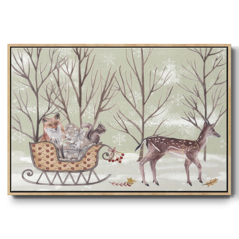 Christmas Time I, H 17 po x l 25 po x P 1,5 po, Toile naturelle avec cadre flottant