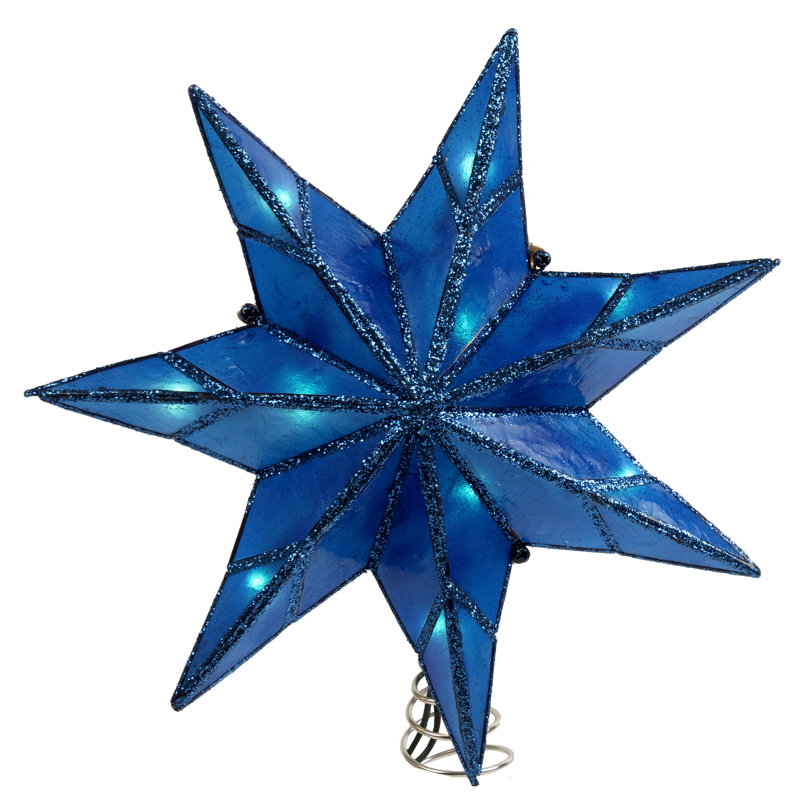 10-Light 7-Point Capiz Star Tree Topper, Blue