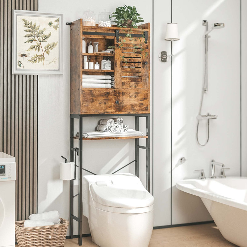 Rangement autoportant moderne pour la salle de bain - Organisateur de salle de bain en bois / bambou, armoire avec portes