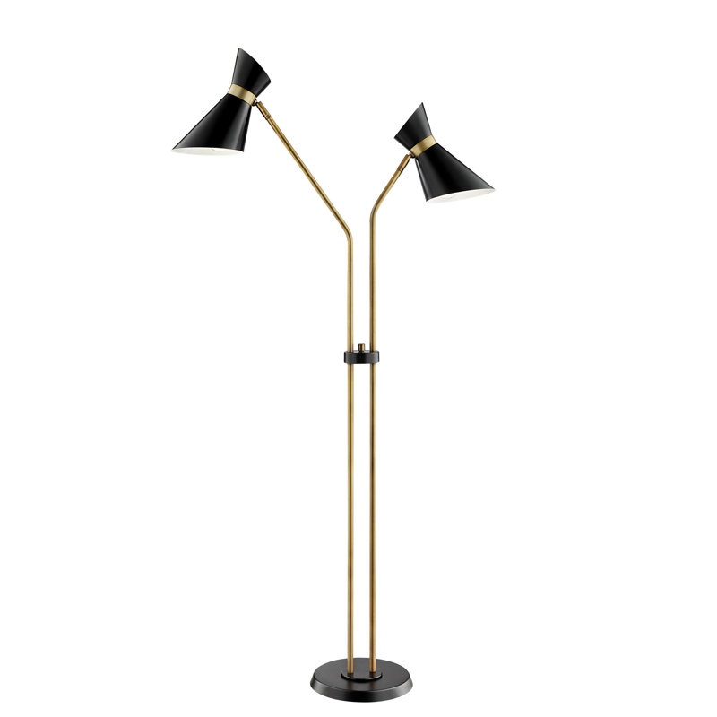 Lampe de travail sur pied 60 po Battell, Noir / Laiton