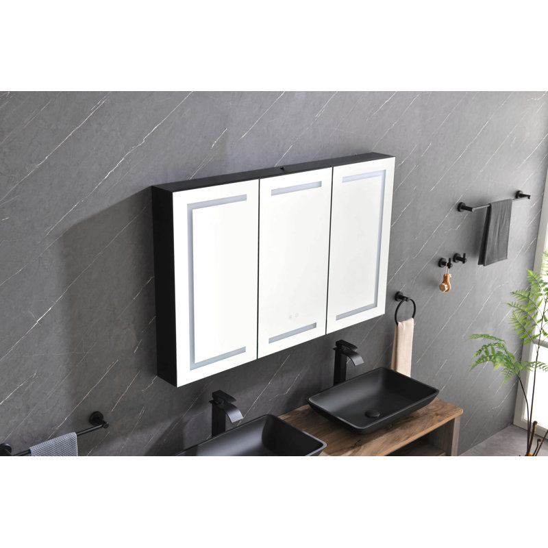 Armoire à pharmacie à miroir 48 "X30" avec lumières, gradateur, désembueur, horloge, affichage de la température et USB