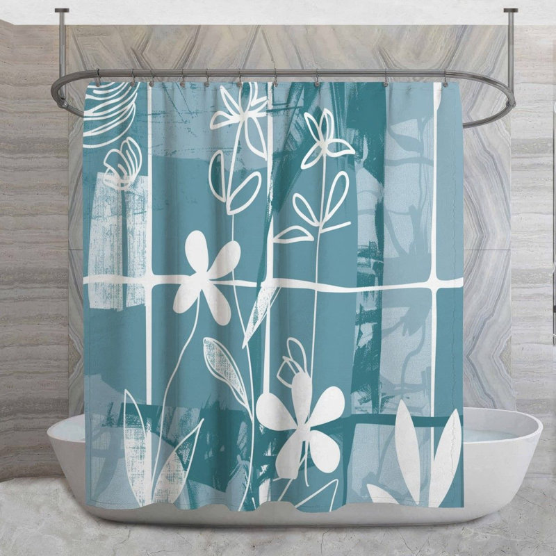 Rideau de douche Botanical illustration - Cool motif de salle de bain 14096, H 73 po x l 70 po