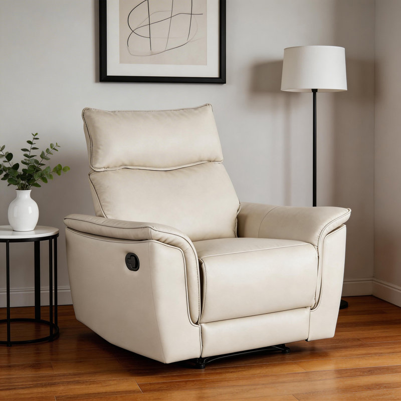 Fauteuil inclinable manuel moderne en cuir d'une largeur de 38,5 po, Taupe