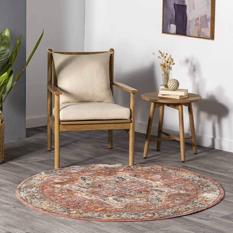 Tapis oriental saumon / orange Roeder, Carré 5 pi