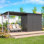 Remises de 4 pi et rangement extérieur avec pavillon de jardin pergola en métal à toit rigide attaché