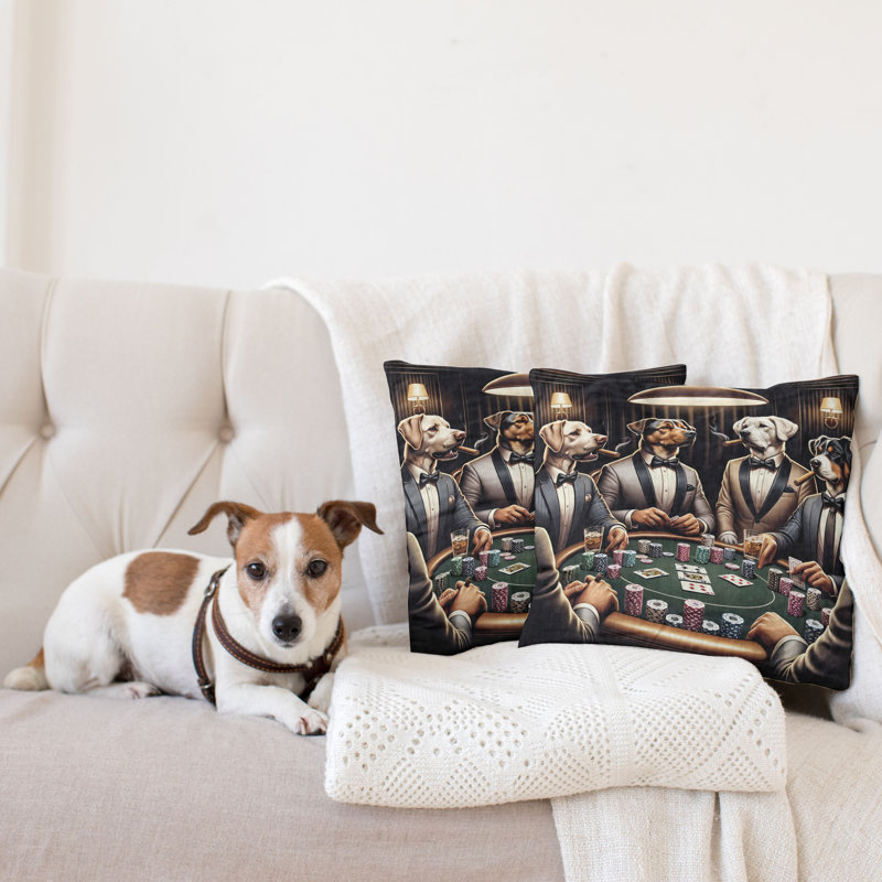 429958_Ambesonne Housse de coussin pour chien, ensemble de 2 animaux rigolos, H 18 po x l 18 po