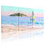 Plage, plage, voilier, île, ciel, eau, sable, vagues, coucher de soleil, ensemble de 3 impressions sur toile-91261578