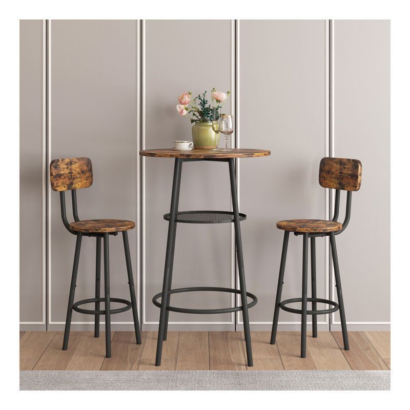 Bar table, equipped with 2 bar stools , with backrest and partition