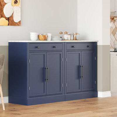 Georges Pantry Cabinet with Faux Marble Top, Drawer & Shelves by Lark Manor