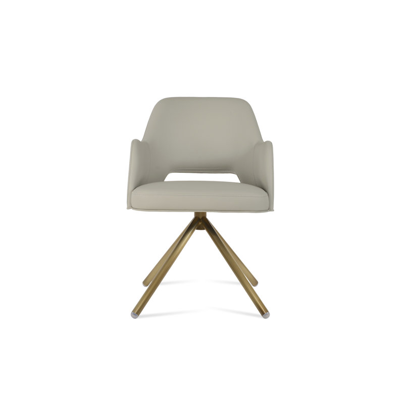 Marash Stick Swivel Arm Chair, Brass, Black