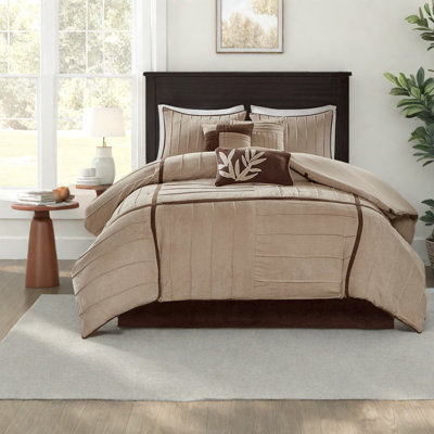 ensemble de literie en faux suède, polyester beige, design moderne décontracté pour la maison