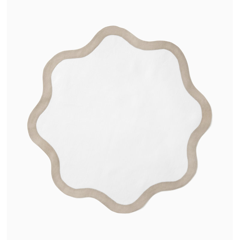 Ondulato Linen Novelty Napkins, White/Natural