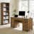 3 Piece Wood Executive Writing Desk Office Set - Rustic Oak