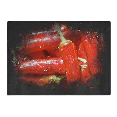 Chilli Peppers Paint Splash Chopping Board