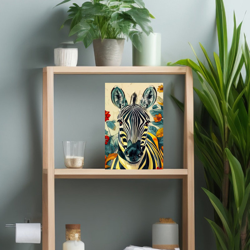 Animaux tropicaux, art zébré audacieux et coloré, 18" H x 12" W