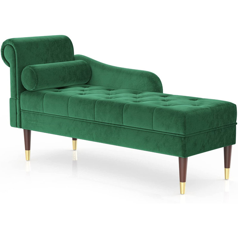 Hymes Velvet Chaise Lounge, Green