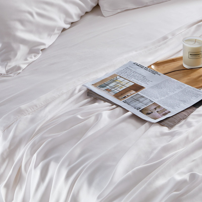 White Full/Double Cotton Bamboo Sheet Set with Pillowcases