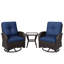 Ensemble de conversation en rotin pour 2 personnes avec table d'appoint, 2 chaises pivotantes et coussins bleus-585242517