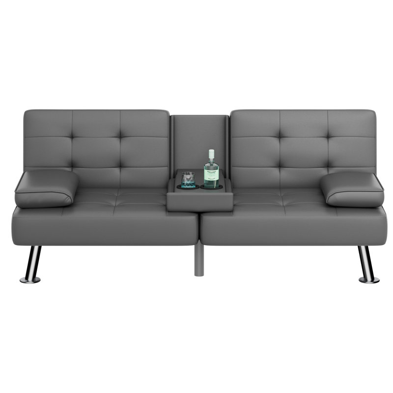 Canapé convertible Abbigale, Similicuir gris