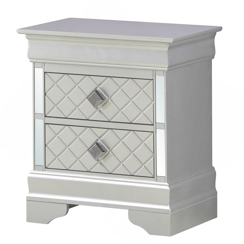 Sleek Silver Champagne Nightstand, Champagne